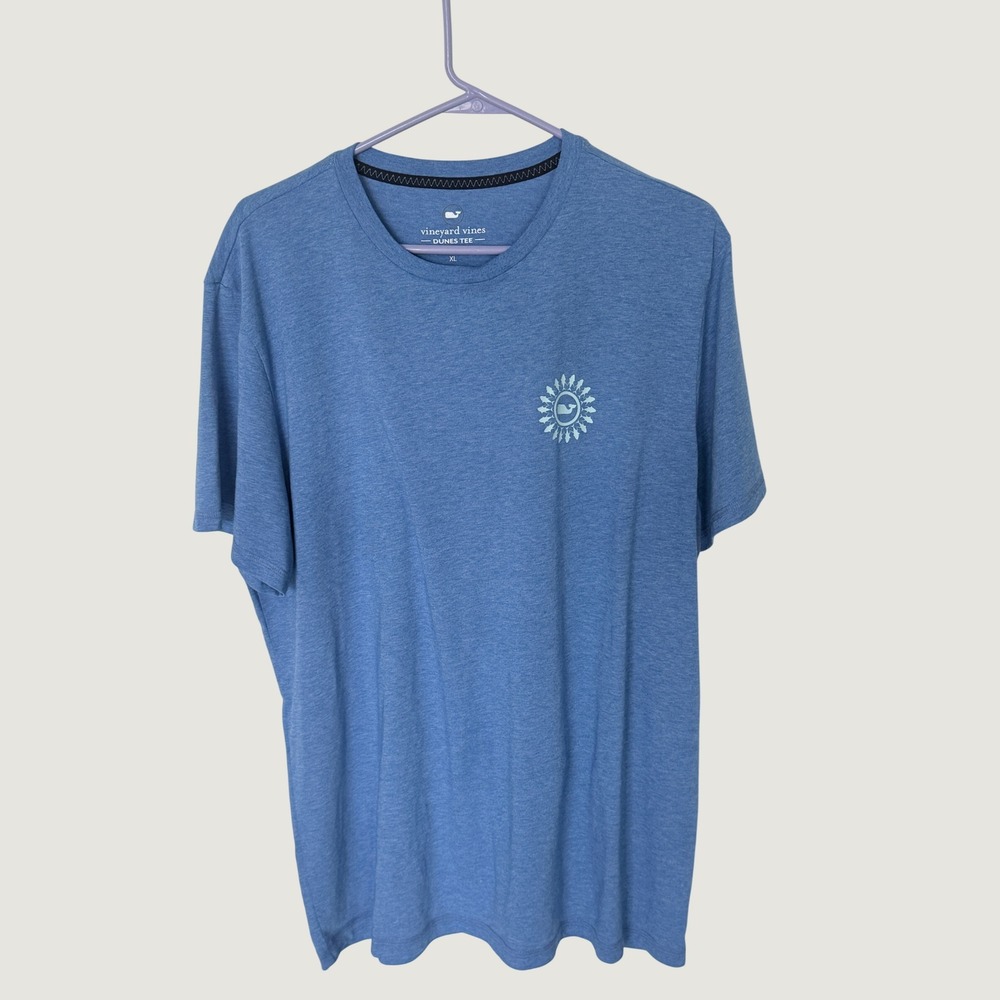 Vineyard Vines Dunes Tee Mens XL Blue Heather Fish Whale Graphic T-Shirt